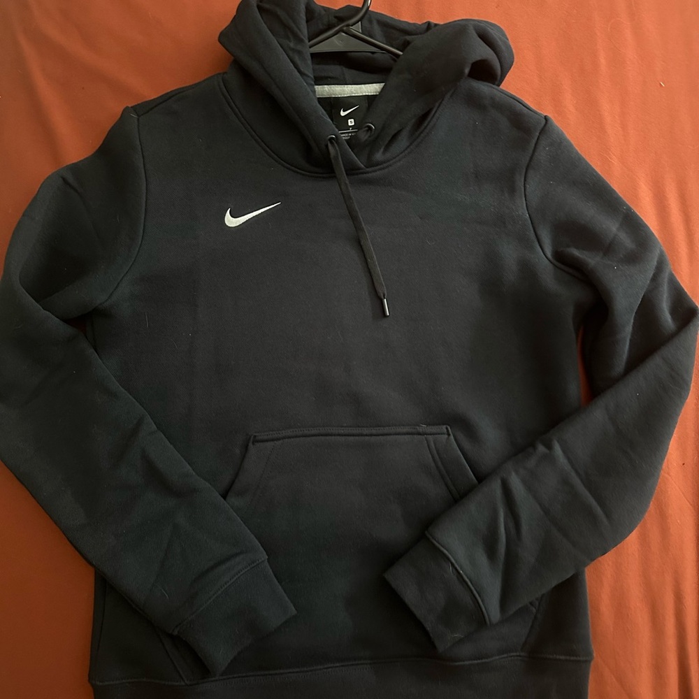 Nike Women's Black Hoodie with White Swoosh
